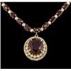 Image 2 : 14KT Yellow Gold 40.78ctw Ruby and Diamond Necklace