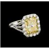 Image 1 : EGL USA Cert 6.79ctw VVS1 Fancy Yellow Diamond Ring - Platinum
