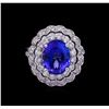Image 2 : 6.05ct Tanzanite and Diamond Ring - 14KT White Gold
