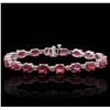 Image 1 : 14KT White Gold 18.18ctw Ruby and Diamond Bracelet