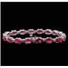 Image 2 : 14KT White Gold 18.18ctw Ruby and Diamond Bracelet