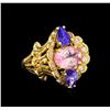 Image 1 : 4.20ctw Multi Gemstone and Diamond Ring - 14KT Yellow Gold