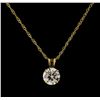 Image 1 : 1.02ct Diamond Solitaire Pendant With Chain - 14KT Yellow Gold