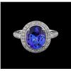 Image 2 : 3.62ct Tanzanite and Diamond Ring - 14KT White Gold