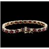 Image 2 : 14.70ctw Ruby and Diamond Bracelet - 14KT Yellow Gold