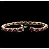 Image 3 : 14.70ctw Ruby and Diamond Bracelet - 14KT Yellow Gold