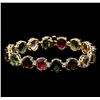 Image 1 : 35.00ctw Multi-Color Tourmaline and Diamond Bracelet - 14KT Yellow Gold