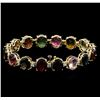 Image 2 : 35.00ctw Multi-Color Tourmaline and Diamond Bracelet - 14KT Yellow Gold