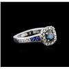 Image 1 : 1.23ctw Fancy Blue Diamond and Sapphire Ring - 14KT White Gold