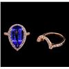 Image 2 : 5.53ct Tanzanite and Diamond Ring Set - 14KT Rose Gold