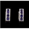 Image 1 : 1.59ctw Sapphire and Diamond Earrings - 18KT White Gold