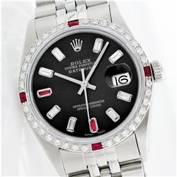 Rolex Stainless Steel Diamond and Ruby DateJust Men's Watch