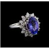 Image 1 : 3.60ct Tanzanite and Diamond Ring - 14KT White Gold