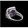 Image 3 : 3.62ct Tanzanite and Diamond Ring - 14KT White Gold