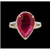 Image 2 : 14KT Yellow Gold 5.42ct Ruby and Diamond Ring