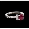 Image 1 : 1.51ct Ruby and Diamond Ring - 18KT White Gold