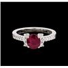 Image 2 : 1.51ct Ruby and Diamond Ring - 18KT White Gold