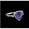 Image 1 : 2.46ct Tanzanite and Diamond Ring - Platinum