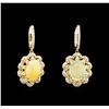 Image 1 : 2.78ctw Opal and Diamond Earrings - 14KT Yellow Gold