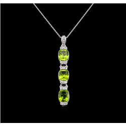 Crayola 7.80ctw Peridot and White Sapphire Pendant With Chain - .925 Silver