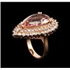 Image 4 : 12.50ct Morganite and Diamond Ring - 14KT Rose Gold