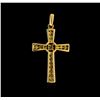 Image 2 : 0.62ctw Diamond Cross Pendant - 14KT Yellow Gold
