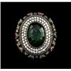 Image 1 : 16.22ct Green Crystal and Multi Gemstone Ring - 925 SILVER