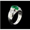 Image 4 : 1.35ct Emerald and Diamond Ring - Platinum