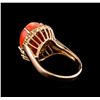 Image 3 : 6.30ct Coral and Diamond Ring - 14KT Rose Gold