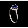 Image 4 : 1.60ct Sapphire and Diamond Ring - 18KT White Gold