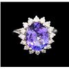 Image 2 : 5.67ct Tanzanite and Diamond Ring - 14KT White Gold