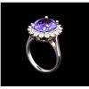 Image 4 : 5.67ct Tanzanite and Diamond Ring - 14KT White Gold