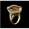 Image 3 : 18KT Yellow Gold 28.10ct Champagne Quartz and Diamond Ring