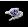 Image 2 : 1.40ct Tanzanite and Diamond Ring - 18KT Two-Tone Gold