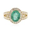 Image 2 : 14KT Yellow Gold 1.98ct Emerald and Diamond Ring