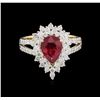 Image 2 : 1.86ct Ruby and Diamond Ring - 14KT Yellow Gold