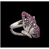 Image 1 : 0.87ctw Pink Sapphire and Diamond Butterfly Ring - 18KT White Gold