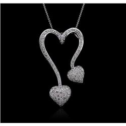 14KT White Gold 1.00ctw Diamond Pendant With Chain