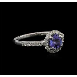 0.82ct Tanzanite and Diamond Ring - 18KT White Gold