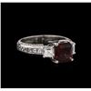 Image 1 : 2.25ct Garnet and Diamond Ring - Platinum