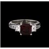 Image 2 : 2.25ct Garnet and Diamond Ring - Platinum