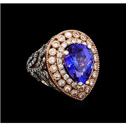 7.31ct Tanzanite and Diamond Ring - 14KT Rose Gold