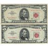 Image 1 : 1963 $5 Red Seal Bill Lot of 2