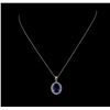 Image 2 : 8.33ct Tanzanite and Diamond Pendant With Chain - 14KT White Gold