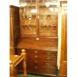 George III mahogany fitted bureau bookcase wi…