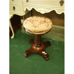 Regency rosewood adjustable piano stool on sc…