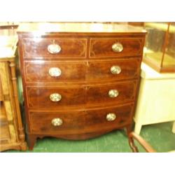 Superb inlaid bow fronted chest of drawers, 4…