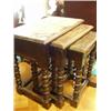 Image 1 : Nest of three Jacobean style oak bobbin table…