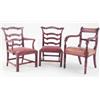 Image 1 : A miniature Regency style mahogany arm chair, with fitted leather seat and turned legs, together...