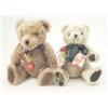 Image 1 : Two modern 'Hermann' golden plush teddy bears, one with blond plush, the other with golden plush...